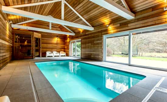 Afbeelding van accommodatie BE-1090564-Stoumont Lodge met zwembad, sauna en  tuin in de Belgische Ardennen